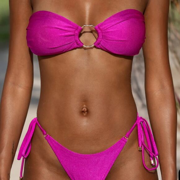 ENEZ Frida bandeau Bikini top & Vivian string bottoms Set NEW Size large/medium - Picture 2 of 14